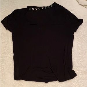 Black collar tee shirt